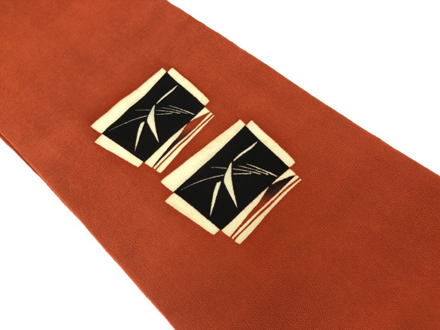 JAPANESE KIMONO / VINTAGE NAGOYA OBI / CHIRIMEN / BAMBOO GRASS